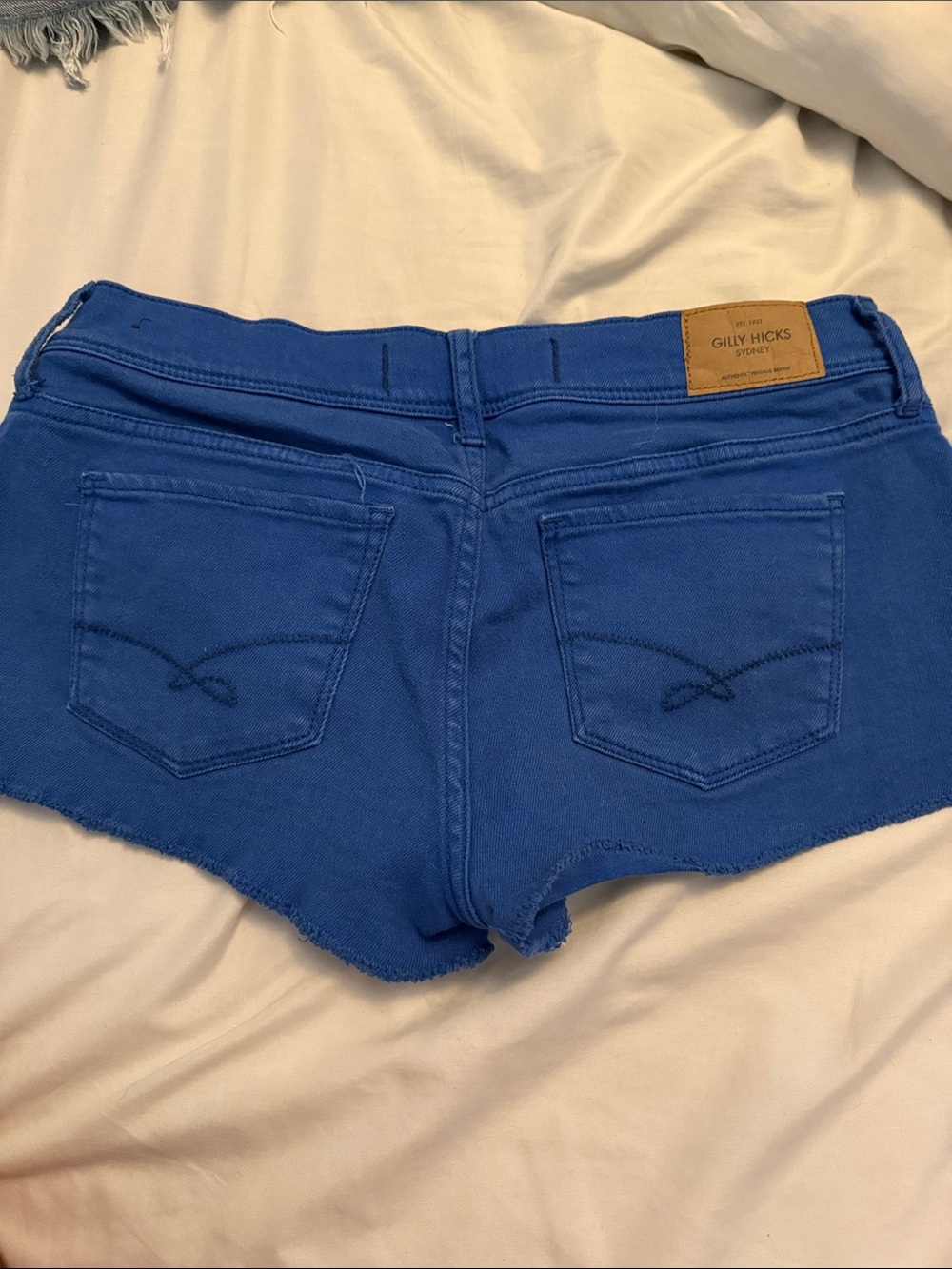 Gilly Hicks Bright Blue Frayed Hem Denim Shorts
